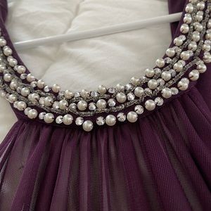 David’s Bridal deep purple knee-length dress
